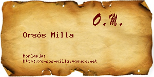 Orsós Milla névjegykártya